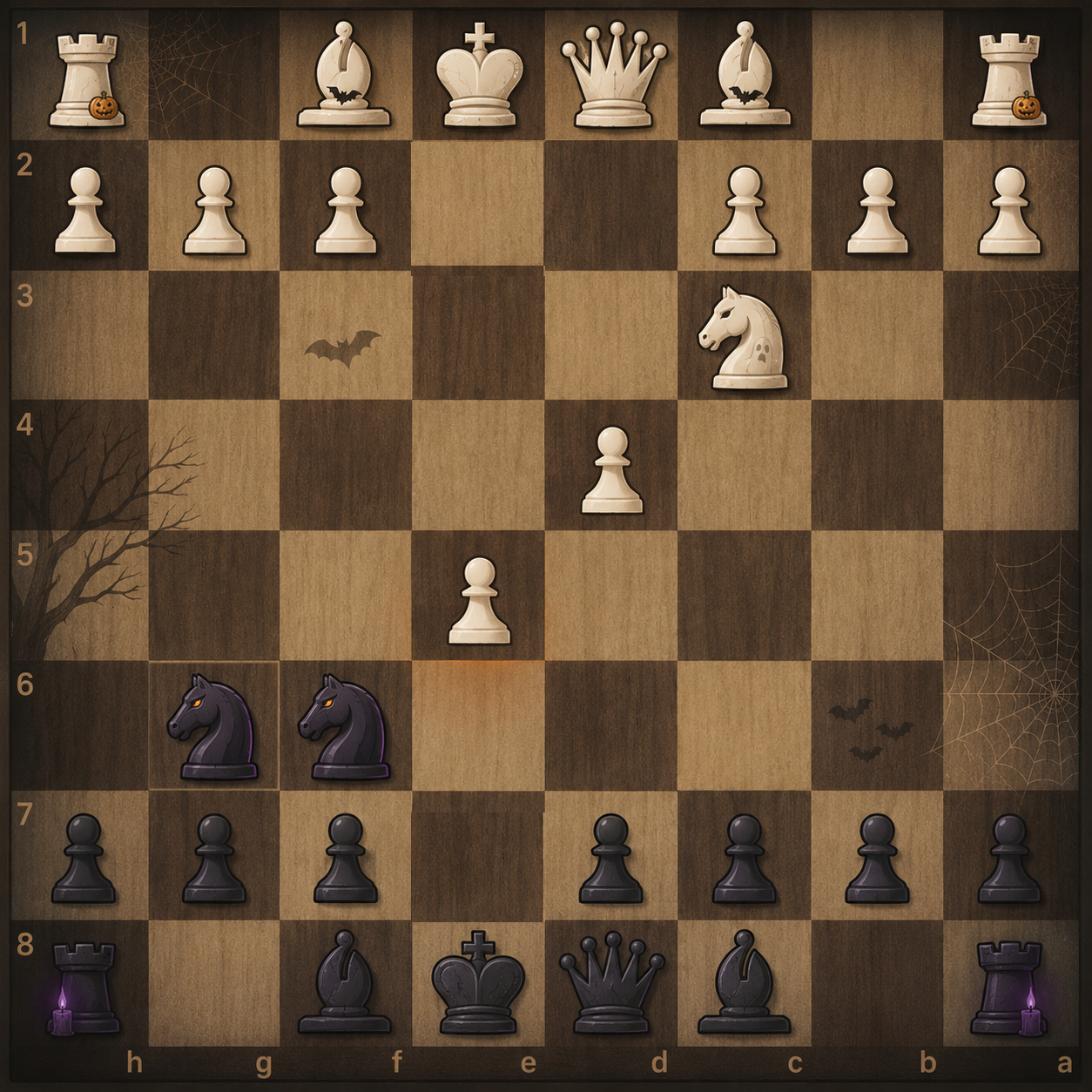 Image 3 (Black to Move). Black retreats the knight to g6 and White advances e5, gaining space and forcing Black into uncomfortable defensive choices.